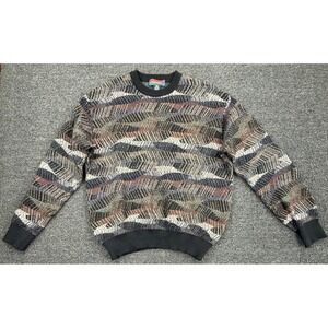 Vintage 90s Robert Banks Wool Grandpa Sweater Mens M Geometric Grunge